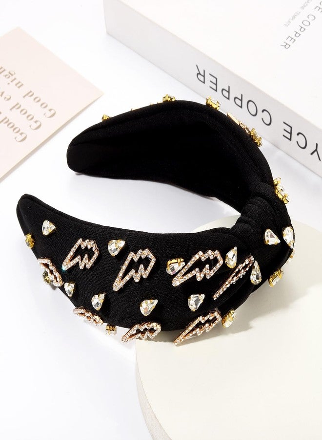 YAHPERN Lightning Bolt Headbands for Women Halloween Headbands Embellished Rhinestone Crystal Knotted Headband Halloween Outfits Accessories Party Favors Gifts - Image 4